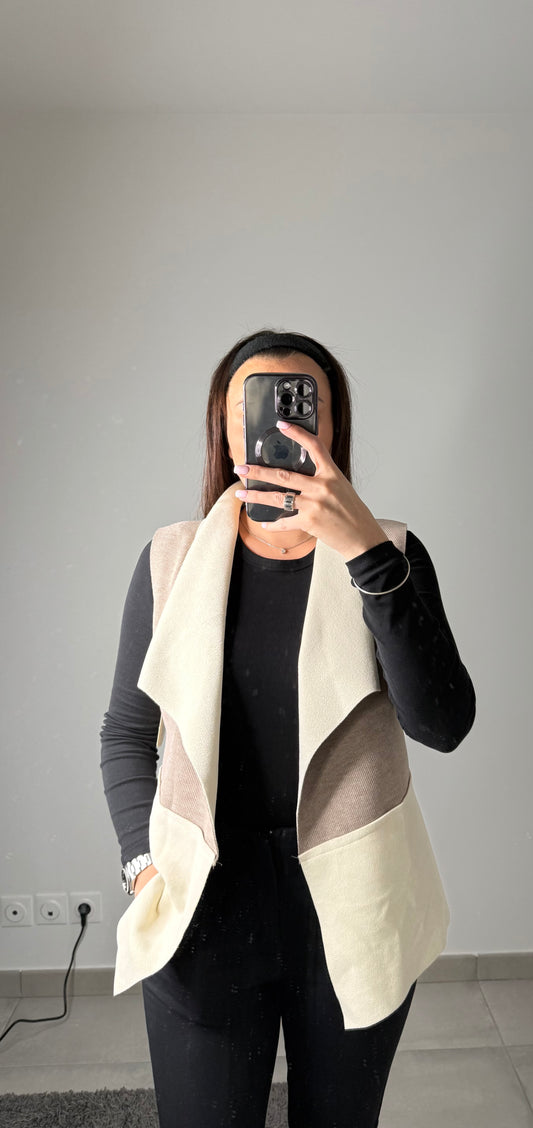 Veste sans manches bicolore